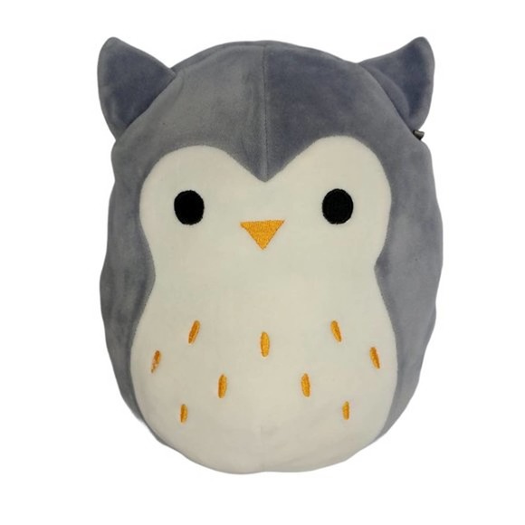 Squishmallow Hoot the Owl 8" Plush Gray Stuffed Animal Soft Bird Kellytoy White - Picture 1 of 9